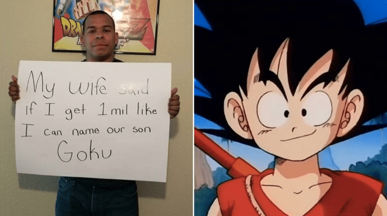 Pai obtém mais de 1 milhão de likes para chamar filho de Goku