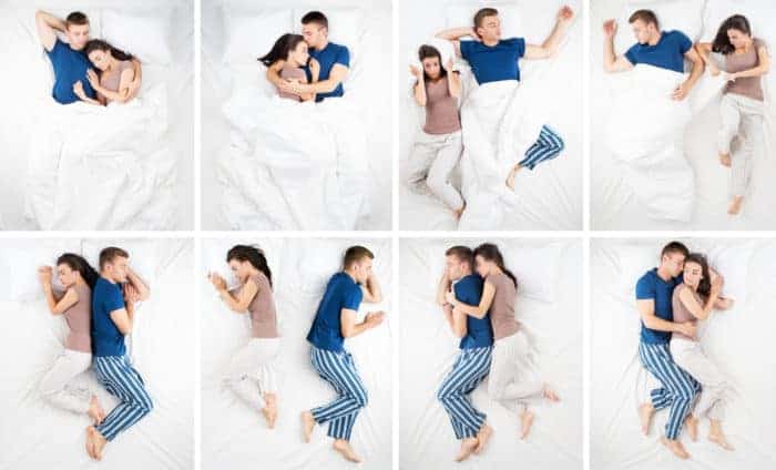 a posição em que dorme com seu cônjuge revela muito do seu